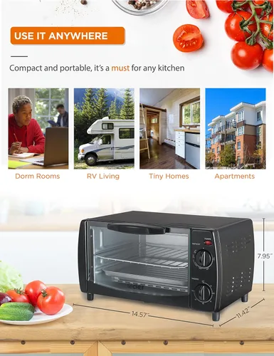 Vista 7 de Commercial Chef Horno tostador mecánico de 4 rebanadas de 10 litros