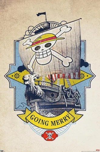 Vista 12 de Trends International Netflix One Piece - Póster de pared Going Merry de 14.72 x 22.37 pulgadas, versión enmarcada de madera de granero