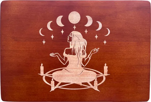 Vista 6 de Mesa de altar, mesa de meditación, mesa de altar pequeña, altar de bruja de madera, mesa de altar wiccana, santuario budista, pentáculo de bruja