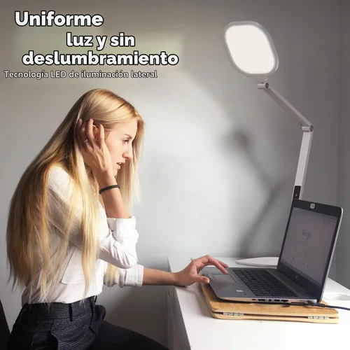 Vista 4 de Lámpara de escritorio LED para oficina en casa, luz de escritorio para videollamada, luz de computadora de 3 temperaturas de color y 10 niveles