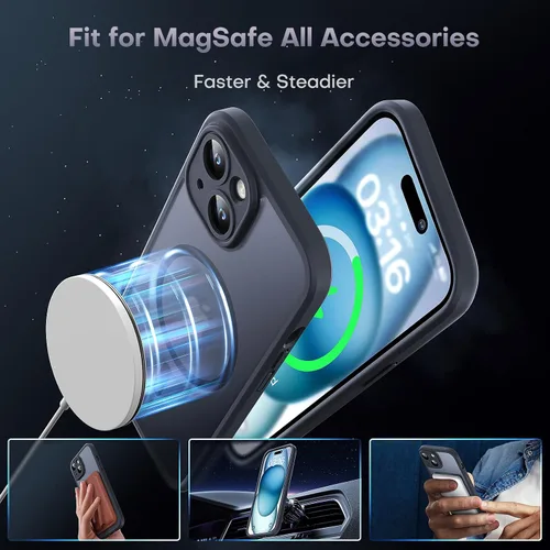 Vista 699 de TOCOL Funda para iPhone 11, compatible con Magsafe, protección completa de cámara, imanes integrados, protección contra caídas, funda translúcida