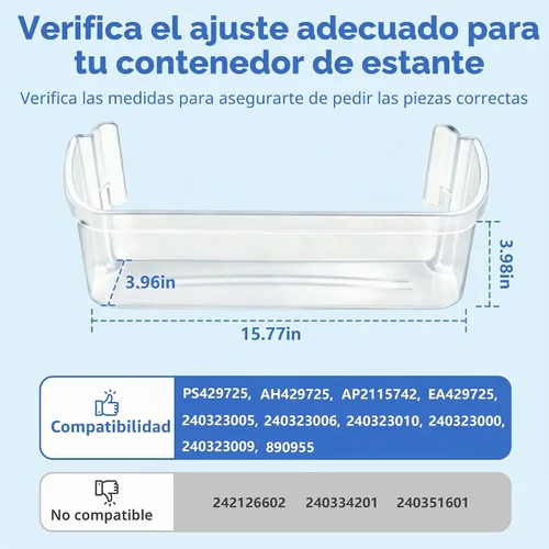 Vista 2 de 240323002 Estante para puerta de refrigerador compatible con Frigidaire y Kenmore