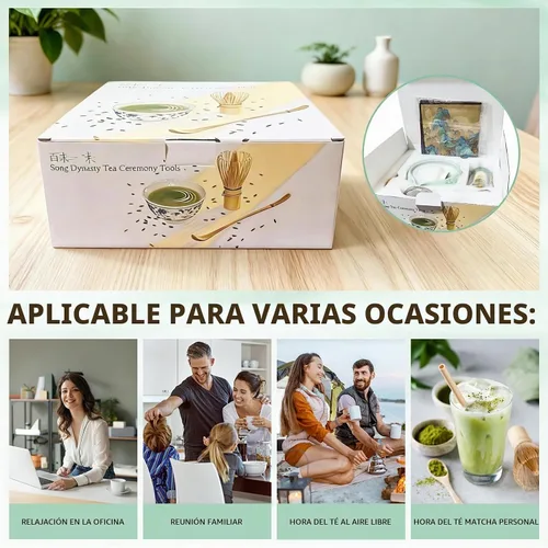 Vista 7 de Paquete de 8 juegos de té Matcha de cerámica, juego de batidor de tazón