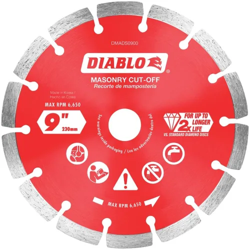 Vista 9 de Disco de corte segmentado de diamante Diablo para mampostería, hormigón, ladrillo y bloque - Diámetro de 4", Kerf de 2.2mm, 15250 RPM máx.
