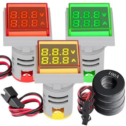 Vista 13 de DROK - Juego de 3 medidores de corriente AC 100A, probador de corriente digital AC 0-100A con pantalla LED grande, adecuado para 110V 220V, panel