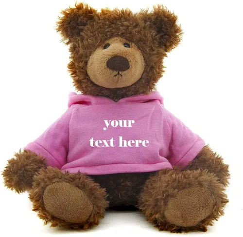 Vista 6 de Plushland Oso Frankie marrón de 12 pulgadas, regalo personalizado de animal de peluche, gran regalo para el día de la madre, día de San Valentín