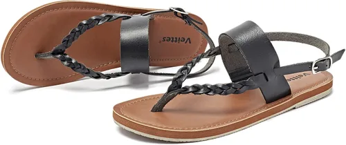 Vista 3 de Veittes Sandalias de mujer - Cómodas sandalias bohemias con cuentas para el verano.