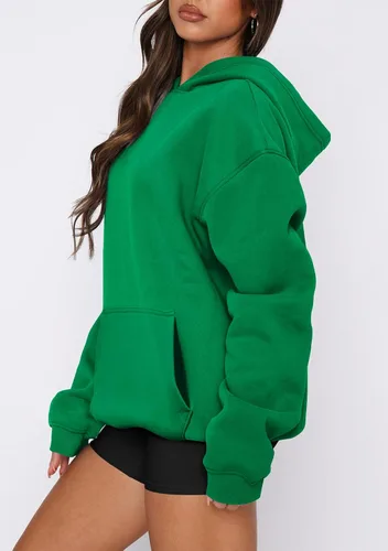 Vista 67 de onlypuff Sudadera casual con capucha para mujer, de manga larga, con bolsillo de canguro, hombro caído