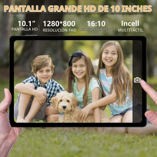 Vista 2 de Tablet Android de 10.1 pulgadas, 8 GB de RAM 128 GB de almacenamiento, Android 12 Oct-core procesador, 5 millones+13 millones de cámaras duales