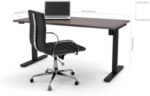 Vista 2 de Bestar Universel - Escritorio de pie, 30 x 60 pulgadas, gris ladrido gris(Bark Grey)