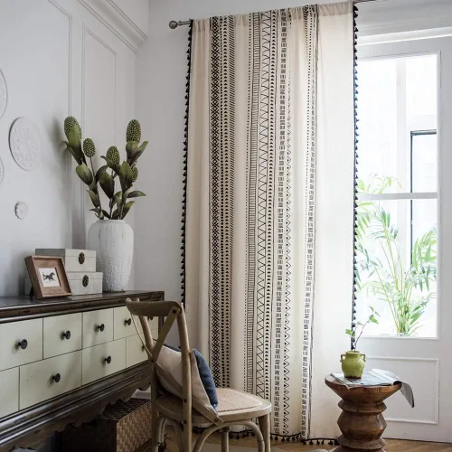 Vista 2 de ColorBird Juego de 2 cortinas de ventana con estampado semiopaco