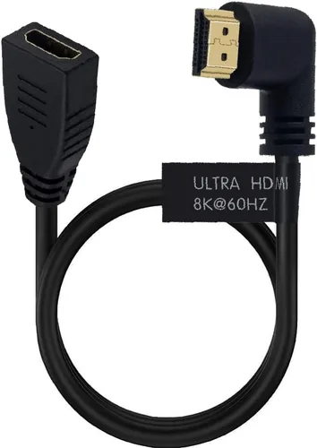 Vista 8 de Cable de extensión HDMI 8K a 60Hz de 2 pies, 48 Gbps, cable Ultra HD, recto hembra a macho en ángulo descendente, extensor HDMI 2.1, cable de Abajo