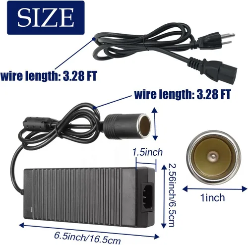 Vista 2 de Convertidor de CA a CC, adaptador de encendedor de cigarrillos de 120 W, 120 V/110 V a 12 V/10 A, adaptador de corriente CA/CC para refrigerador