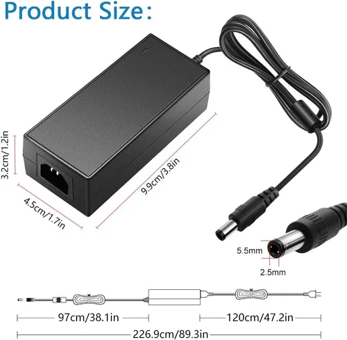 Vista 2 de SHNITPWR Adaptador de fuente de alimentación de 12V 3A 36W AC DC 100V ~ 240V CA a CC 12 voltios 3 amperios convertidor transformador controlador LED