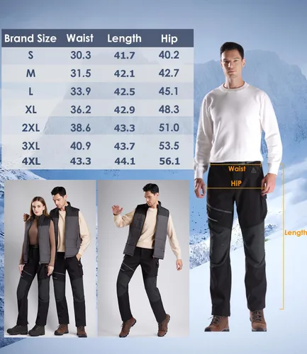 Vista 6 de Heated Pants with 20000mAh Battery Pack Electric Heated Snow Hiking Pants Winter Softshell Outdoor Trousers