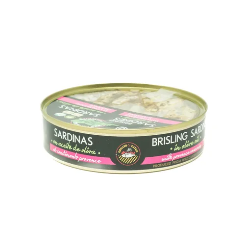 Vista 4 de Grilled Catch Wild Caught Brisling Sardinas en aceite de oliva con condimento de Provenza, latas de 5.6 onzas (paquete de 3)