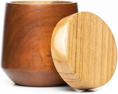 Vista 8 de Rainforest Bowls Juego de 4 cuencos de madera de Mushiwan de borde redondeado de Java con tapa, 4 pulgadas de diámetro, apto para el calor