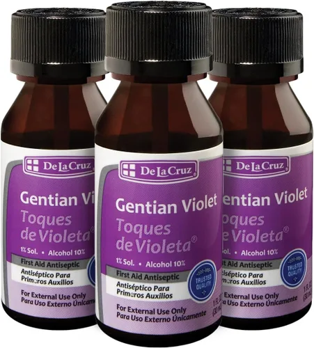 Vista 14 de De La Cruz Gentian Violet - Violeta de Genciana 1% Antiséptico para primeros auxilios para cortes, raspones y quemaduras, 1 onza líquida