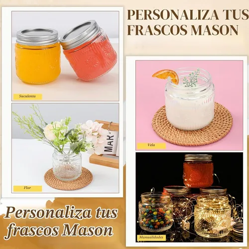 Vista 9 de Tarros de Albañil de 8 oz - Tarros de Vidrio Pequeños Vintage con Tapas de Metal Plateadas, Tarros de Conserva de Boca Regular, Seguros