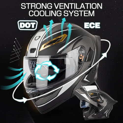 Vista 2 de Casco modular Bluetooth para motocicleta, certificado DOT, abatible, de cara completa, antivaho, doble máscara, casco de motocicleta de calle