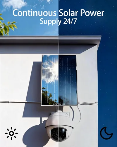 Vista 8 de Panel solar para cámara de seguridad, cargador solar de 3 W con enchufe de barril y puerto USB C para cámara de batería recargable al aire libre