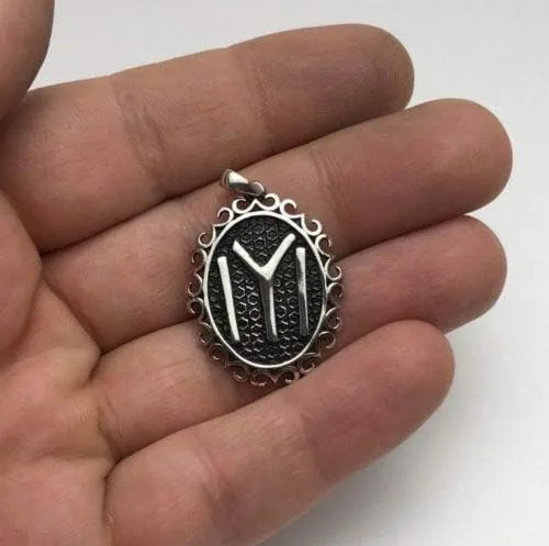 Vista 7 de Joyería turca ovalada Kayi Iyi Ertugrul Motif 925K plata esterlina colgante unisex coche colgante, Plata esterlina