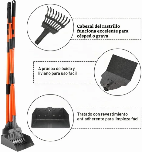 Vista 3 de Recogedor de Heces para Perros, Recogedor de Heces con Mango Largo Desmontable para Perros Grandes, Medianos y Pequeños con Rastrillo de Metal