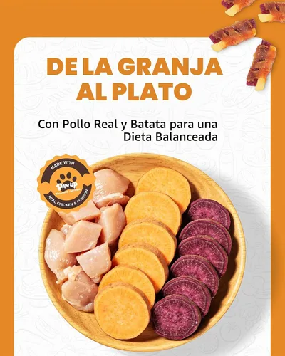 Vista 2 de PAWUP - Golosinas envueltas en pollo para perros, alta fibra