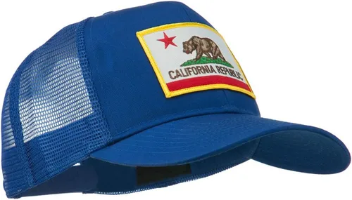 Vista 20 de e4Hats.com Gorra de malla de sarga parcheada con bandera del estado de California