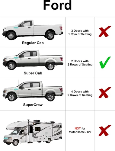 Vista 2 de YelloPro - Parasol para ventana lateral de asiento trasero de segunda fila (juego de 2) ajuste personalizado para Ford F-150 F150 Super Cab 2Dr 2009