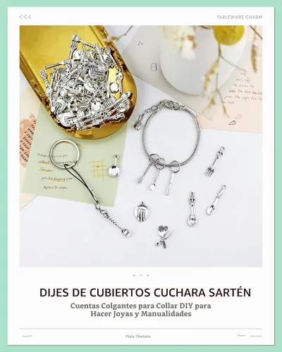 Vista 4 de JIALEEY 100 piezas de cuchillo tenedor, cuchara, sartén, vajilla, abalorios, collares, colgantes para bricolaje para fabricación de joyas