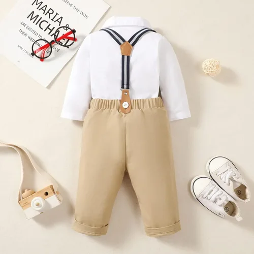 Vista 7 de Ropa de vestir para bebé, caballero para niño, traje de boda infantil de invierno, conjunto de ropa de bautizo de otoño