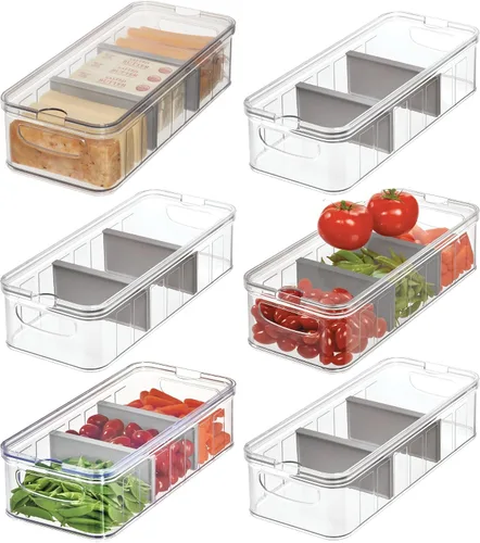 Vista 9 de Recipiente grande de plástico para nevera y despensa de iDesign con asas, caja modular apilable de almacenamiento de alimentos para el congelador