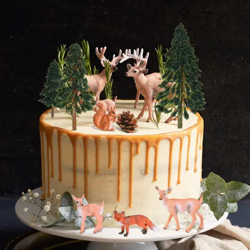 Vista 5 de Sratte Juego de 26 figuras de animales del bosque, juguetes de caza, juguetes de caza, suministros de diorama para regalo de regreso a clases