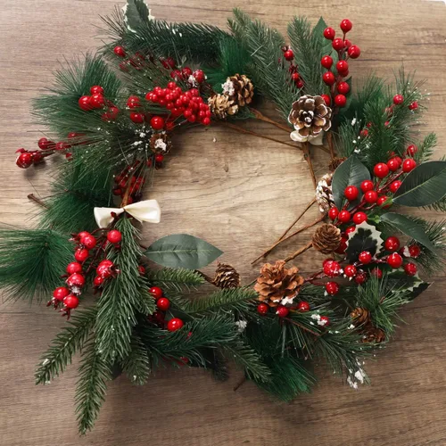 Vista 5 de DR.DUDU Paquete de 12 ramitas de bayas artificiales para decoración de árbol de Navidad, tallos de bayas rojas de Navidad para manualidades