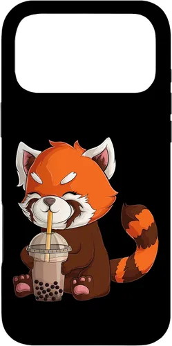 Vista 22 de Kawaii Red Panda Drinking Boba Bubble Tea Japanese Anime Case for iPhone 17