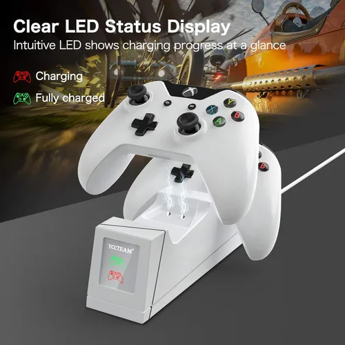 Vista 3 de YCCTEAM Cargador de control compatible con Xbox One batería recargable compatible con Xbox One Xbox One X Xbox One S Xbox One Elite Controller