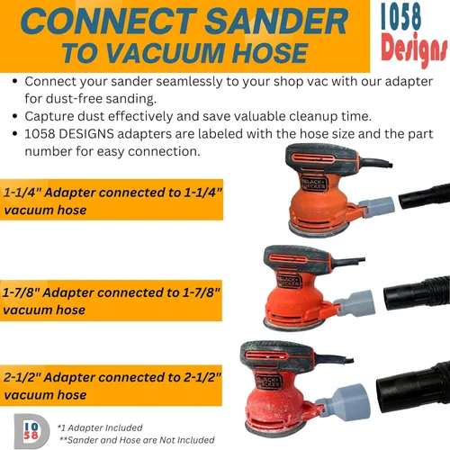 Vista 6 de Adaptador de manguera de vacío compatible con BLACK+DECKER lijadora de órbita aleatoria de 5 pulgadas BDERO100 BDERO600 BDERO200AEV BDEQS300