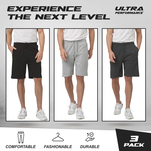 Vista 5 de Ultra Performance 3 Pack Mens Shorts Casual Men's Athletic Short Workout Gym Shorts for Men with Zipper Pockets, Small - 5X