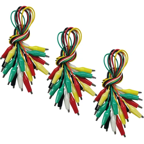 Vista 10 de 10 clips eléctricos de cocodrilo de alta calidad, 5 cables de prueba de colores con sondas de prueba, cables de puente de cocodrilo con clips