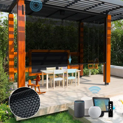 Vista 21 de SmartWings Persianas motorizadas para patio al aire libre con control remoto, compatibles con Alexa/Google/Homekit, resistentes a la intemperie