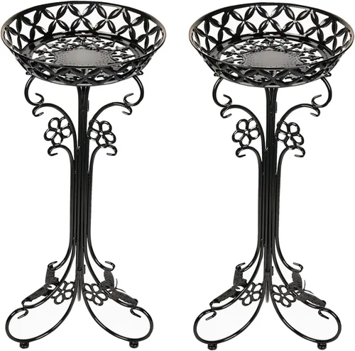 Vista 5 de Sungmor Soportes de metal ligeros para macetas – Paquete de 2 soportes negros de 29.7 pulgadas de alto – Soporte de contenedor para plantas