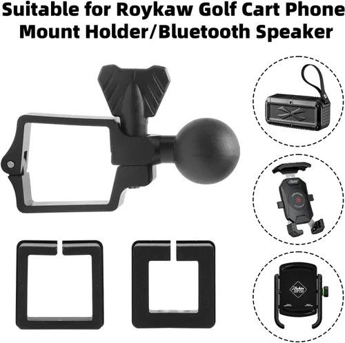 Vista 2 de Roykaw Soporte para teléfono para carrito de golf/Soporte de altavoz Bluetooth para carrito de golf y accesorios de arandelas