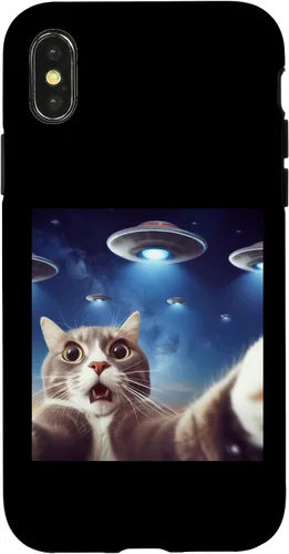 Vista 4 de Funda clásica para iPhone 15 con diseño de gato alienígena