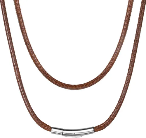 Vista 15 de ChainsHouse Collar de Cuero Negro Trenzado Impermeable con Cierre, Cadena de Cuerda DIY para Hombre y Mujer para Colgante, Personalización a. 0.079