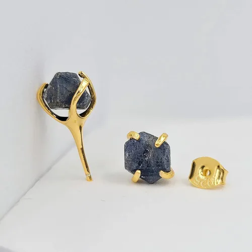 Vista 66 de Aretes de piedra preciosa natural en bruto con oro amarillo sobre plata de ley 925, 6 a 0.276 in, regalo de piedra de nacimiento de calidad genuina