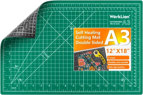 Vista 13 de WorkLion Alfombrilla de corte autorreparable: alfombrilla de corte artesanal de doble cara de 12 x 18 pulgadas para costura, tela, acolchado. Tabla
