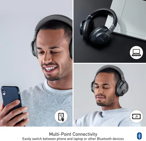 Vista 3 de Technics - Auriculares inalámbricos con cancelación de ruido para usar sobre la oreja con conectividad multipunto para 2 dispositivos - EAH-A800-K