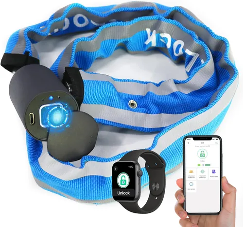 Vista 10 de Eseesmart Cerradura de cadena para bicicleta, cerraduras de bicicleta de huellas dactilares, antirrobo, cerraduras de seguridad de 3.28 pies