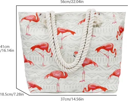 Vista 2 de weallbuy Bolsas de playa para mujer, impermeable, a prueba de arena, bolsa de lona con cremallera